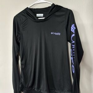 Columbia Black Hooded Long Sleeve with Lavender Logo Sleeve Print